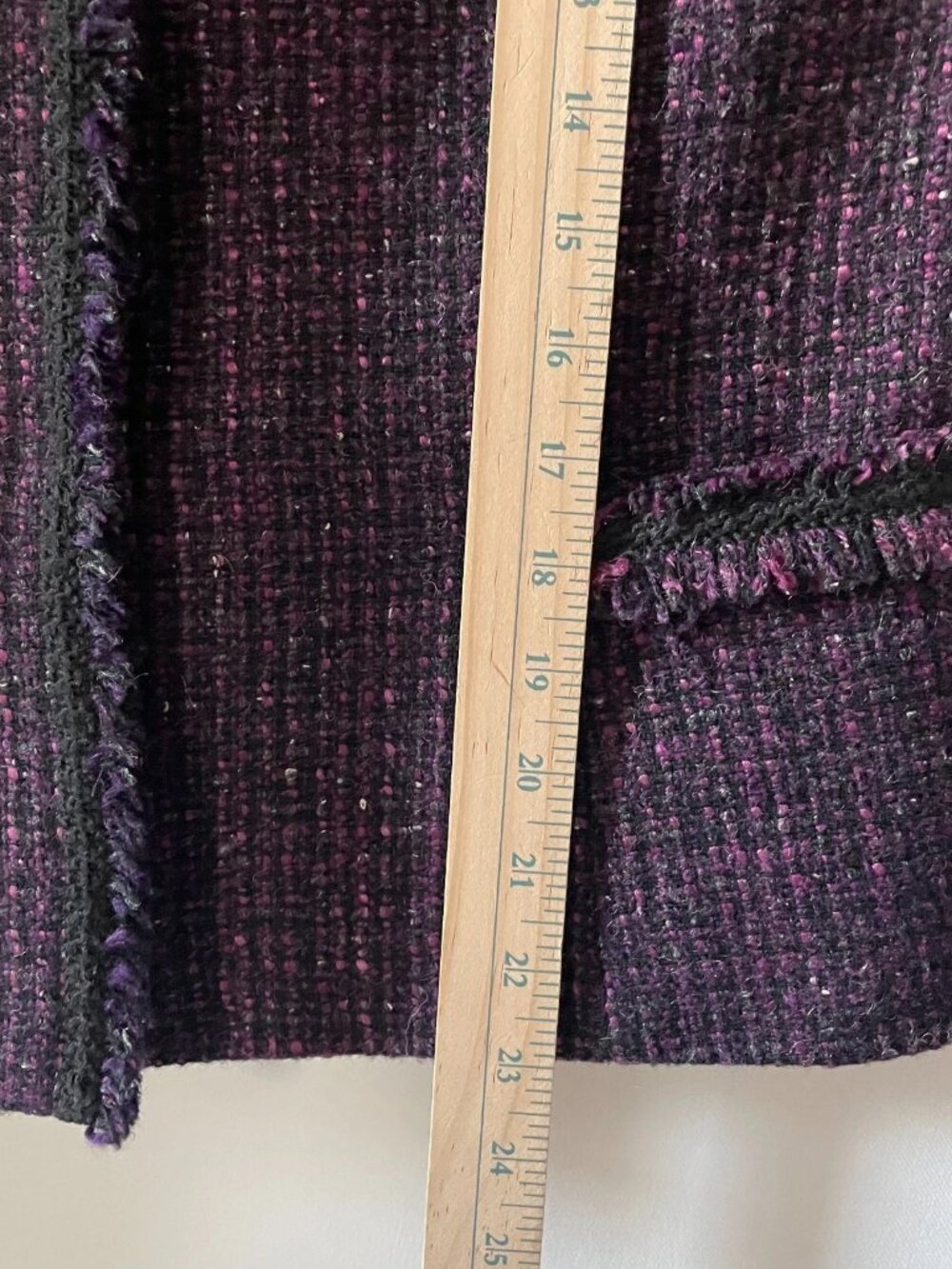 Vintage Y2K Tahari Womens Purple Tweed Preppy Fringe Hem Blazer Jacket Size 14 - Picture 8 of 10